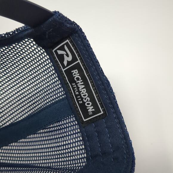 Richardson Snapback Trucker Hat Blue One Size Adjustable Mesh Back Embroidered - Picture 9 of 10